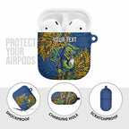 Personalised Parramatta Eels AirPods Case Polynesian Tribal Pattern With Rugby Eel Mascot Art