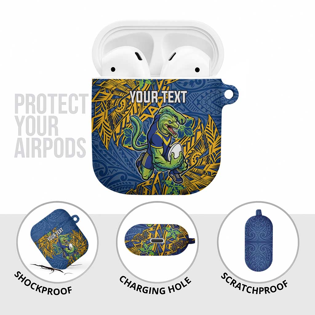 Personalised Parramatta Eels AirPods Case Polynesian Tribal Pattern With Rugby Eel Mascot Art