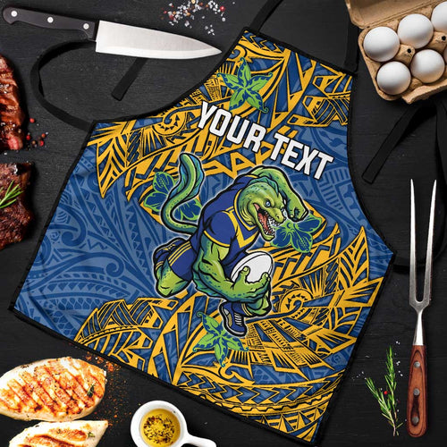 Personalised Parramatta Eels Apron Polynesian Tribal Pattern With Rugby Eel Mascot Art