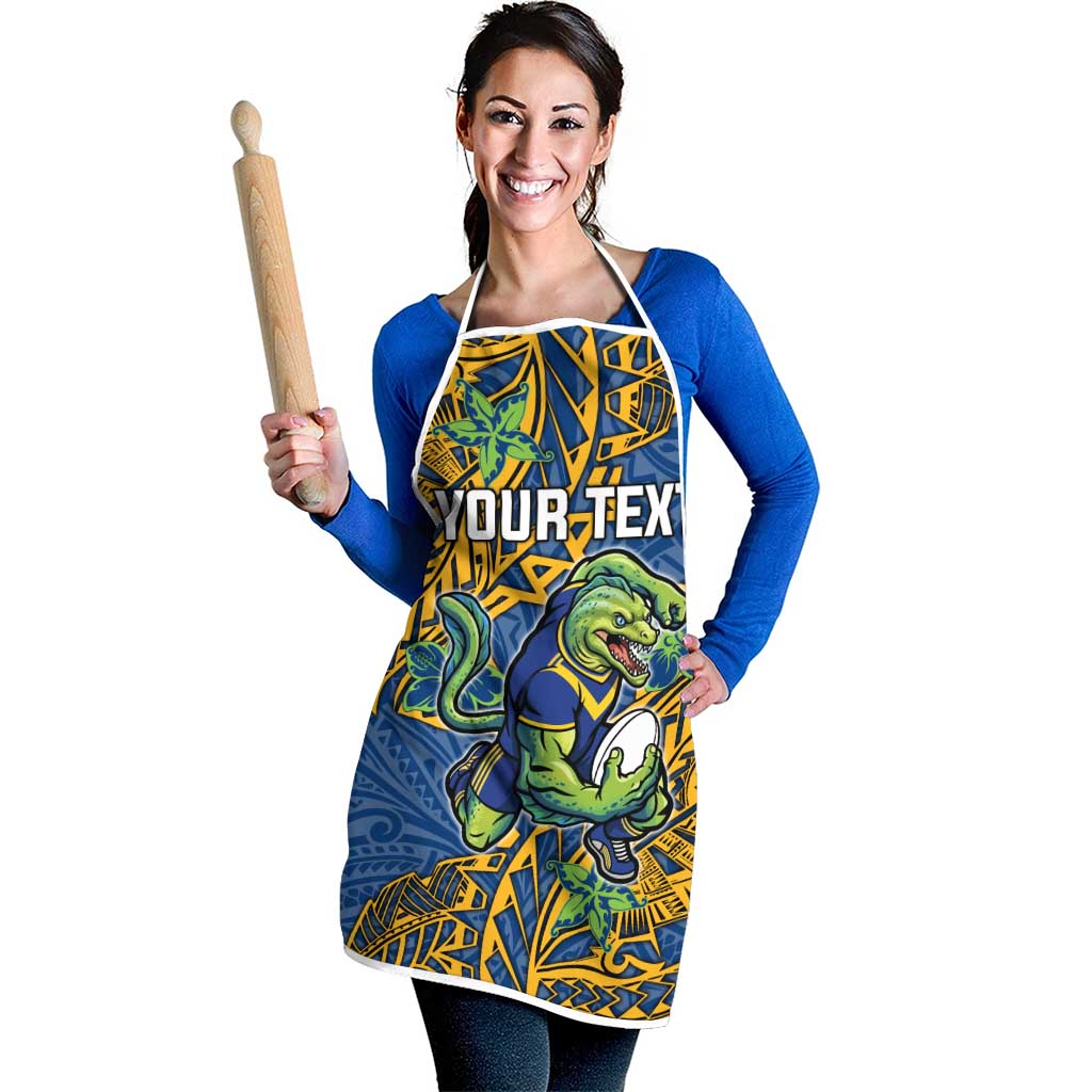 Personalised Parramatta Eels Apron Polynesian Tribal Pattern With Rugby Eel Mascot Art
