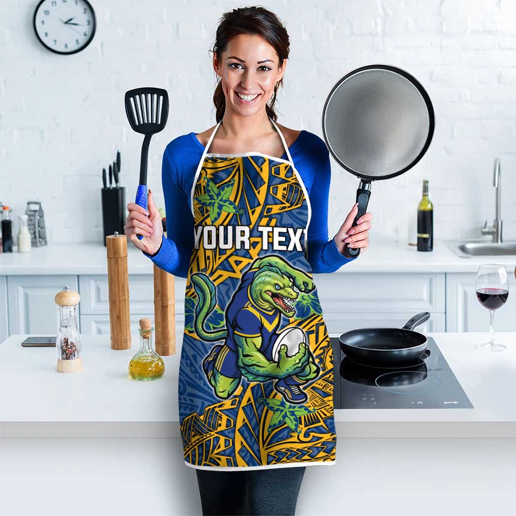 Personalised Parramatta Eels Apron Polynesian Tribal Pattern With Rugby Eel Mascot Art