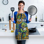 Personalised Parramatta Eels Apron Polynesian Tribal Pattern With Rugby Eel Mascot Art