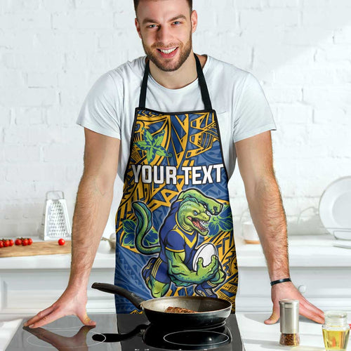 Personalised Parramatta Eels Apron Polynesian Tribal Pattern With Rugby Eel Mascot Art