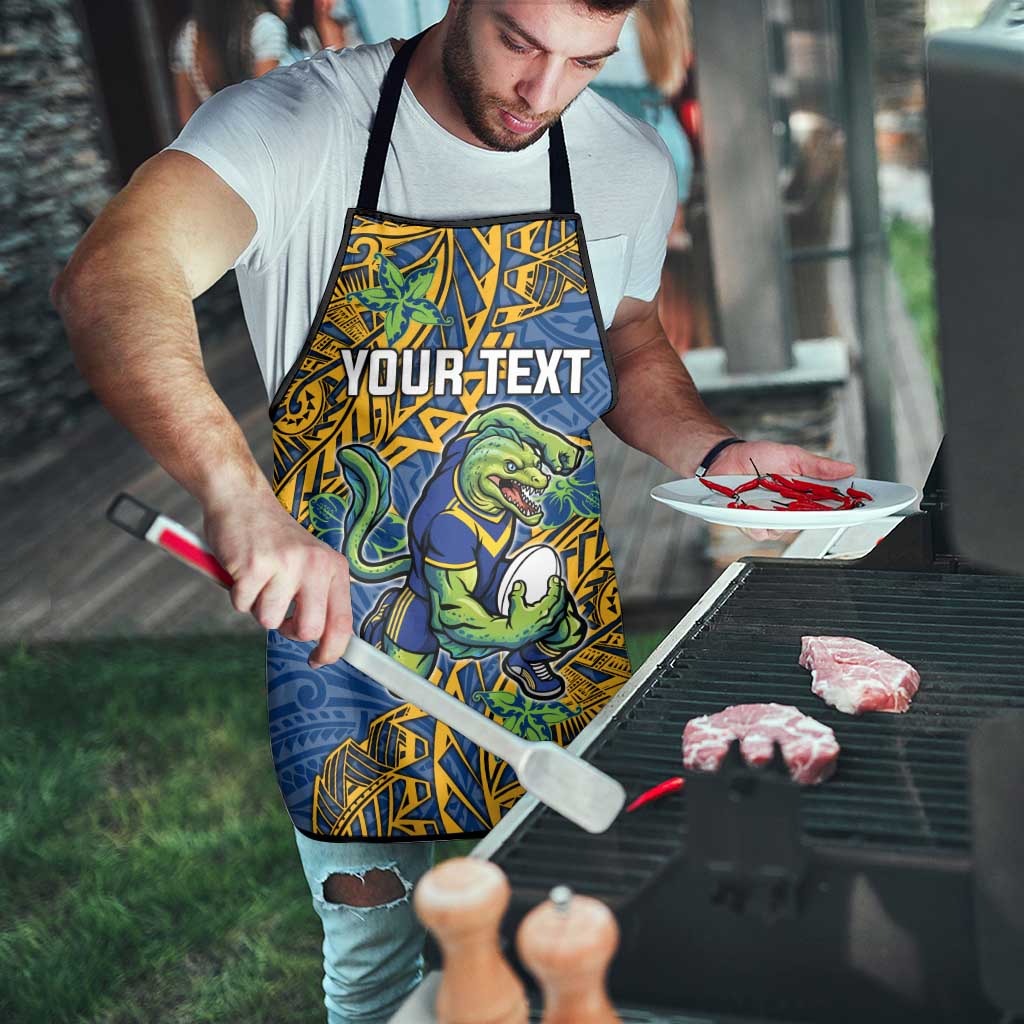 Personalised Parramatta Eels Apron Polynesian Tribal Pattern With Rugby Eel Mascot Art