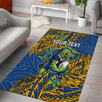 Personalised Parramatta Eels Area Rug Polynesian Tribal Pattern With Rugby Eel Mascot Art