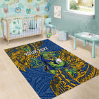 Personalised Parramatta Eels Area Rug Polynesian Tribal Pattern With Rugby Eel Mascot Art