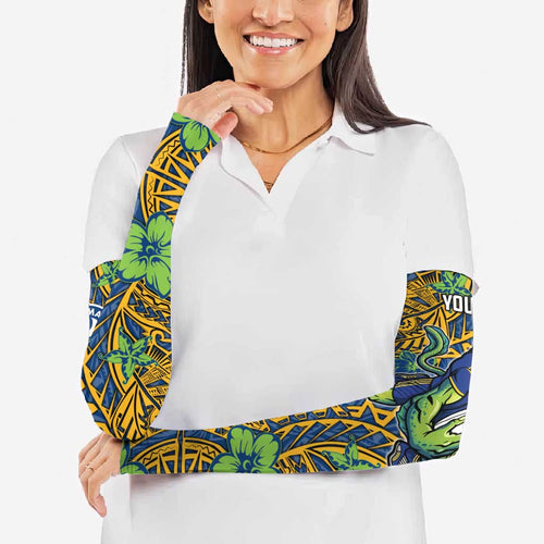Personalised Parramatta Eels Arm Sleeves Polynesian Tribal Pattern With Rugby Eel Mascot Art