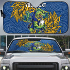 Personalised Parramatta Eels Auto Sun Shade Polynesian Tribal Pattern With Rugby Eel Mascot Art