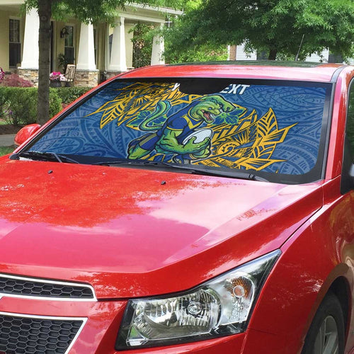Personalised Parramatta Eels Auto Sun Shade Polynesian Tribal Pattern With Rugby Eel Mascot Art