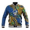 Personalised Parramatta Eels Baseball Jacket Polynesian Tribal Pattern With Rugby Eel Mascot Art