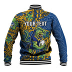Personalised Parramatta Eels Baseball Jacket Polynesian Tribal Pattern With Rugby Eel Mascot Art