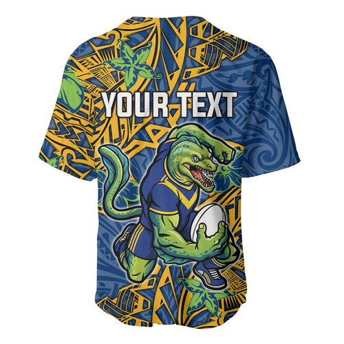Personalised Parramatta Eels Baseball Jersey Polynesian Tribal Pattern With Rugby Eel Mascot Art