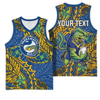 Personalised Parramatta Eels Basketball Jersey Polynesian Tribal Pattern With Rugby Eel Mascot Art