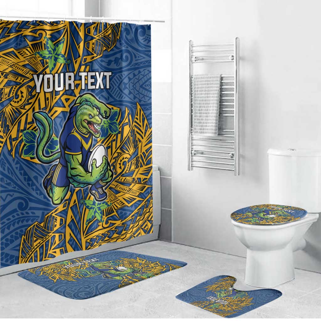 Personalised Parramatta Eels Bathroom Set Polynesian Tribal Pattern With Rugby Eel Mascot Art