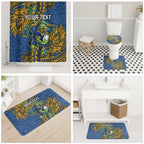 Personalised Parramatta Eels Bathroom Set Polynesian Tribal Pattern With Rugby Eel Mascot Art