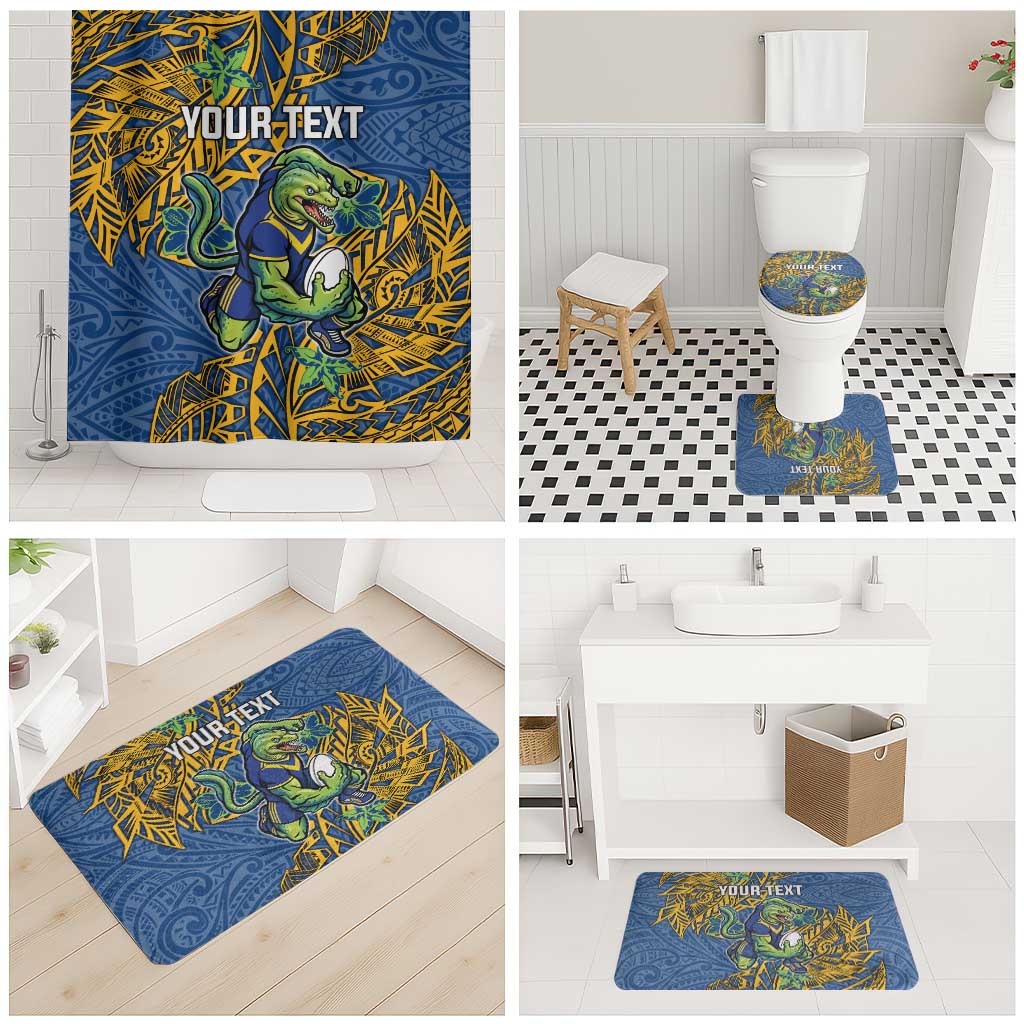 Personalised Parramatta Eels Bathroom Set Polynesian Tribal Pattern With Rugby Eel Mascot Art