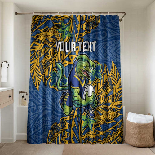 Personalised Parramatta Eels Bathroom Set Polynesian Tribal Pattern With Rugby Eel Mascot Art