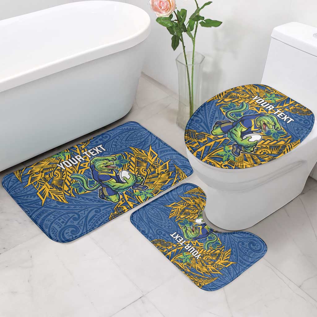 Personalised Parramatta Eels Bathroom Set Polynesian Tribal Pattern With Rugby Eel Mascot Art