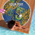 Personalised Parramatta Eels Beach Blanket Polynesian Tribal Pattern With Rugby Eel Mascot Art
