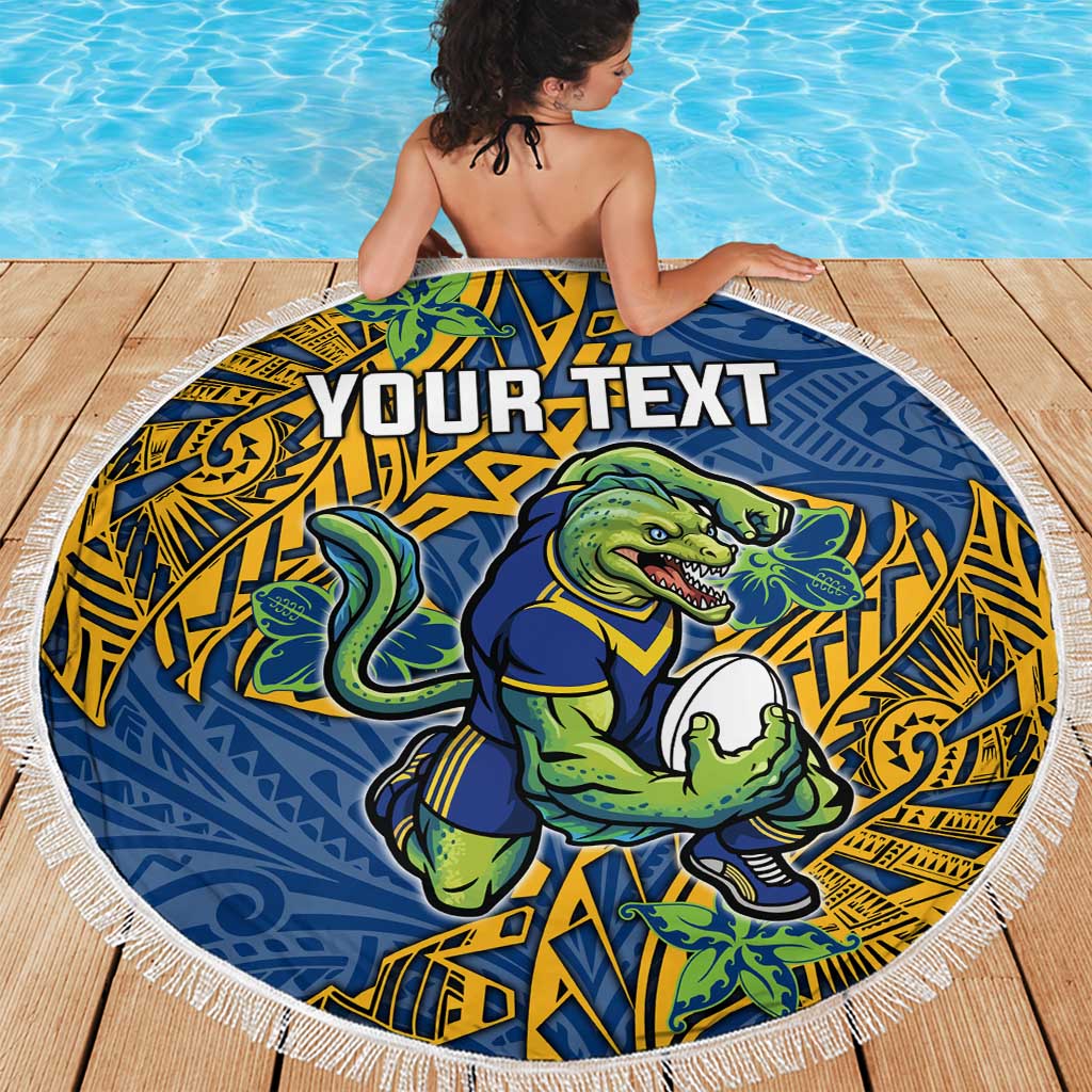Personalised Parramatta Eels Beach Blanket Polynesian Tribal Pattern With Rugby Eel Mascot Art