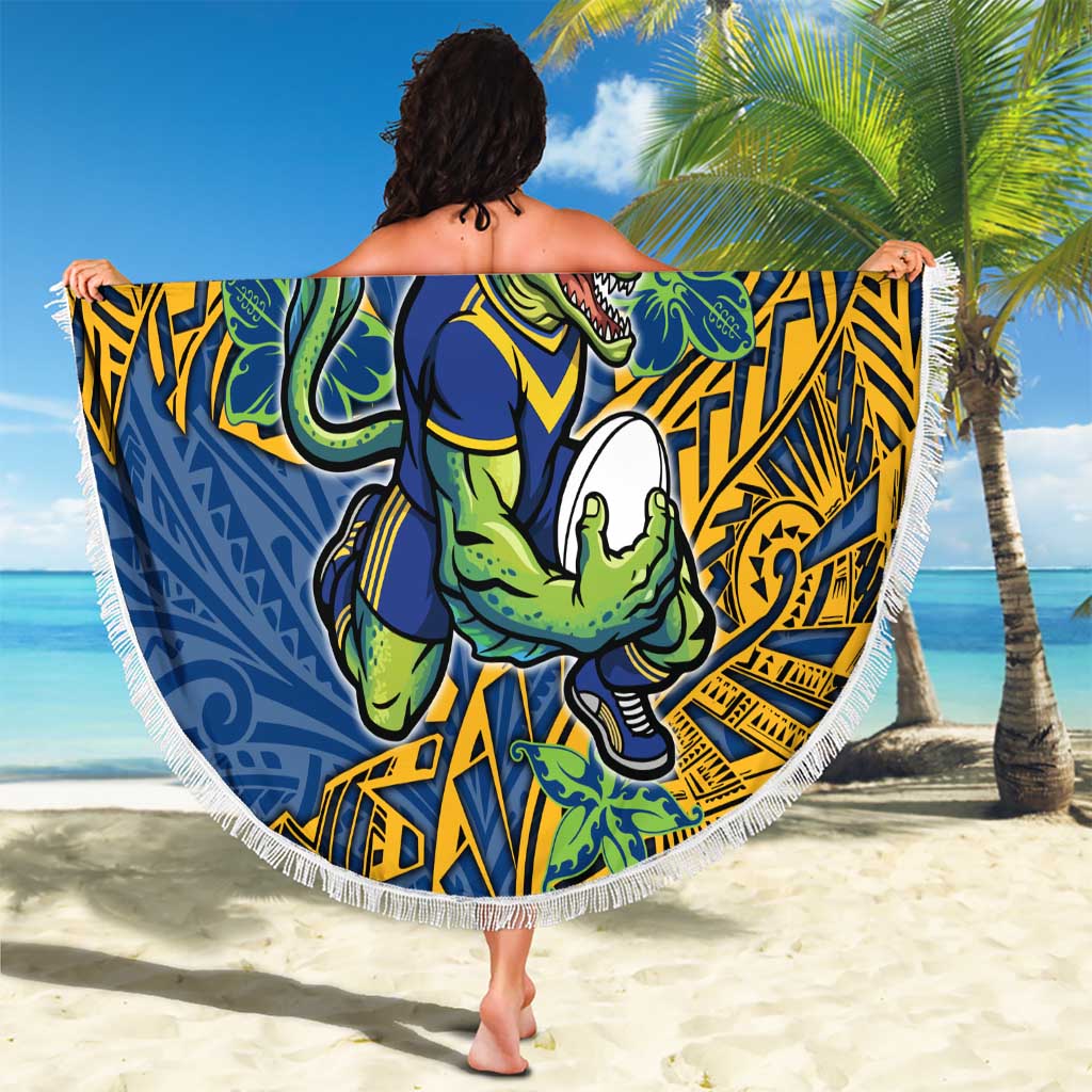 Personalised Parramatta Eels Beach Blanket Polynesian Tribal Pattern With Rugby Eel Mascot Art
