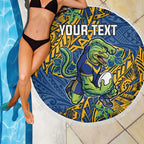 Personalised Parramatta Eels Beach Blanket Polynesian Tribal Pattern With Rugby Eel Mascot Art