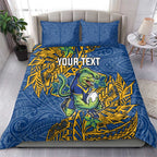 Personalised Parramatta Eels Bedding Set Polynesian Tribal Pattern With Rugby Eel Mascot Art