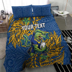 Personalised Parramatta Eels Bedding Set Polynesian Tribal Pattern With Rugby Eel Mascot Art