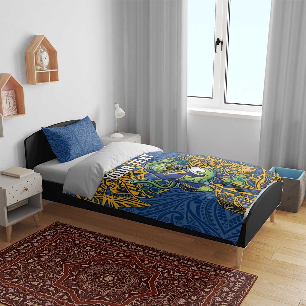 Personalised Parramatta Eels Bedding Set Polynesian Tribal Pattern With Rugby Eel Mascot Art