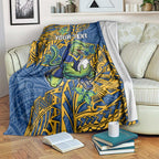 Personalised Parramatta Eels Blanket Polynesian Tribal Pattern With Rugby Eel Mascot Art