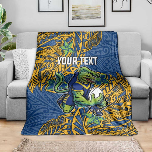 Personalised Parramatta Eels Blanket Polynesian Tribal Pattern With Rugby Eel Mascot Art