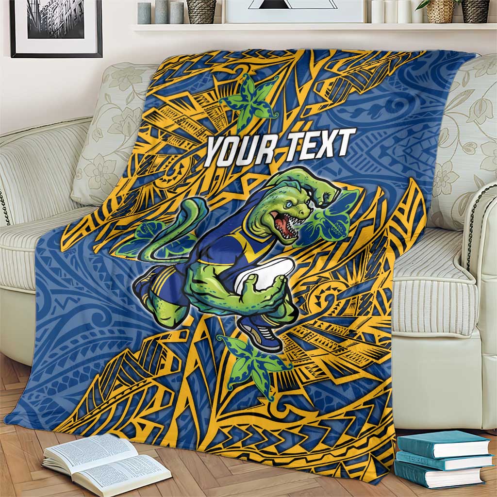 Personalised Parramatta Eels Blanket Polynesian Tribal Pattern With Rugby Eel Mascot Art