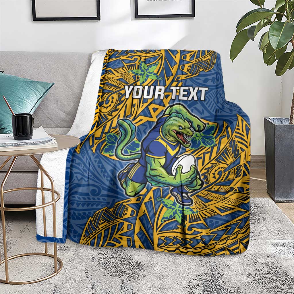 Personalised Parramatta Eels Blanket Polynesian Tribal Pattern With Rugby Eel Mascot Art