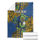 Personalised Parramatta Eels Blanket Polynesian Tribal Pattern With Rugby Eel Mascot Art
