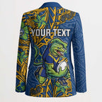 Personalised Parramatta Eels Blazer Polynesian Tribal Pattern With Rugby Eel Mascot Art