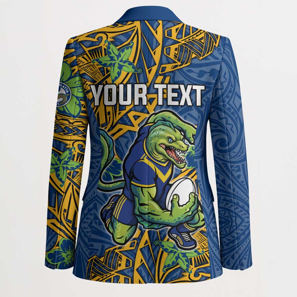 Personalised Parramatta Eels Blazer Polynesian Tribal Pattern With Rugby Eel Mascot Art