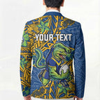 Personalised Parramatta Eels Blazer Polynesian Tribal Pattern With Rugby Eel Mascot Art