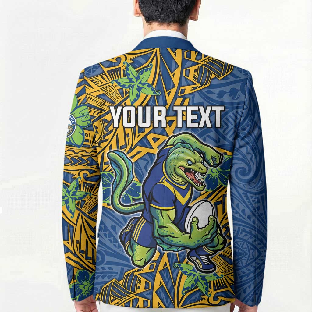 Personalised Parramatta Eels Blazer Polynesian Tribal Pattern With Rugby Eel Mascot Art