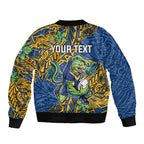 Personalised Parramatta Eels Bomber Jacket Polynesian Tribal Pattern With Rugby Eel Mascot Art