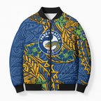 Personalised Parramatta Eels Bomber Puffer Jacket Polynesian Tribal Pattern With Rugby Eel Mascot Art