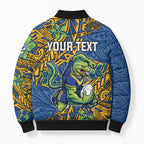 Personalised Parramatta Eels Bomber Puffer Jacket Polynesian Tribal Pattern With Rugby Eel Mascot Art