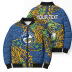Personalised Parramatta Eels Bomber Puffer Jacket Polynesian Tribal Pattern With Rugby Eel Mascot Art