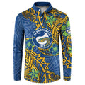 Personalised Parramatta Eels Button Sweatshirt Polynesian Tribal Pattern With Rugby Eel Mascot Art