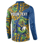 Personalised Parramatta Eels Button Sweatshirt Polynesian Tribal Pattern With Rugby Eel Mascot Art