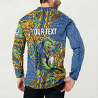Personalised Parramatta Eels Button Sweatshirt Polynesian Tribal Pattern With Rugby Eel Mascot Art