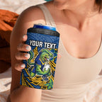 Personalised Parramatta Eels 4 in 1 Can Cooler Tumbler Polynesian Tribal Pattern With Rugby Eel Mascot Art