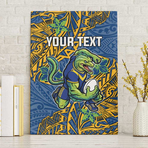 Personalised Parramatta Eels Canvas Wall Art Polynesian Tribal Pattern With Rugby Eel Mascot Art
