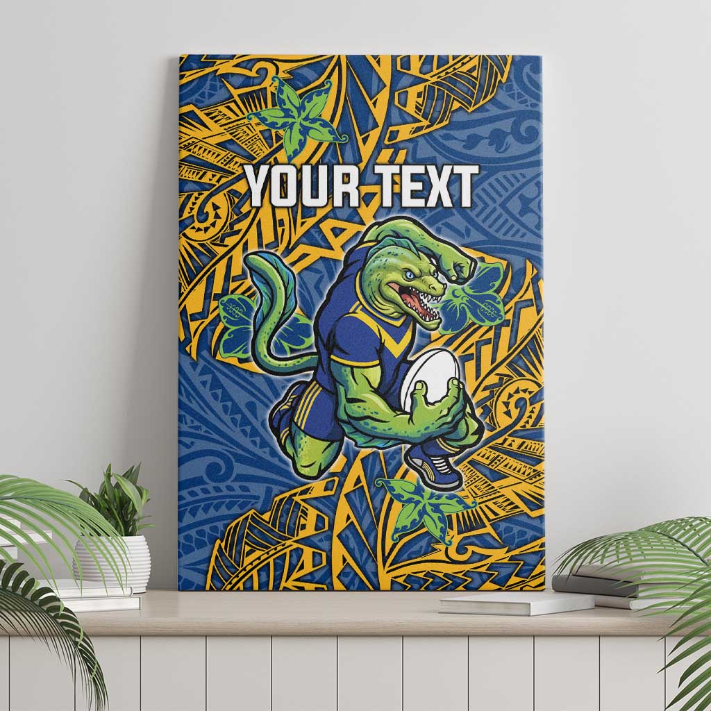 Personalised Parramatta Eels Canvas Wall Art Polynesian Tribal Pattern With Rugby Eel Mascot Art