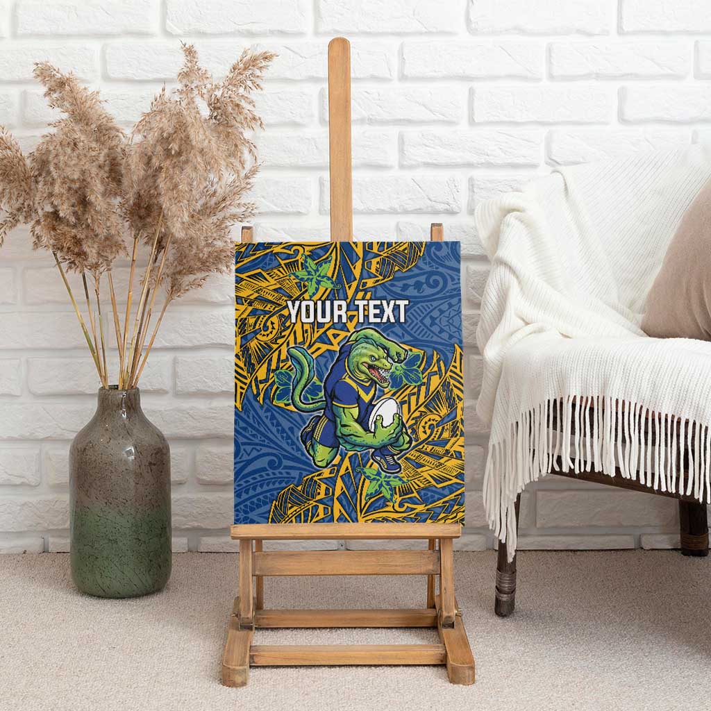 Personalised Parramatta Eels Canvas Wall Art Polynesian Tribal Pattern With Rugby Eel Mascot Art