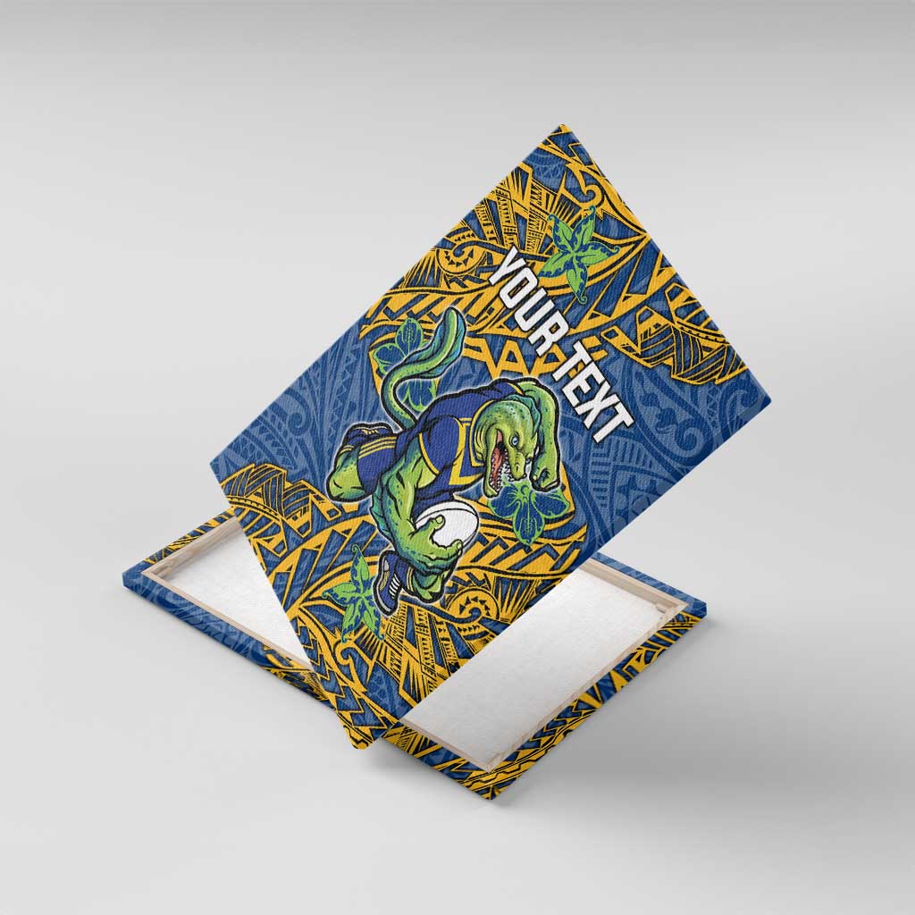 Personalised Parramatta Eels Canvas Wall Art Polynesian Tribal Pattern With Rugby Eel Mascot Art
